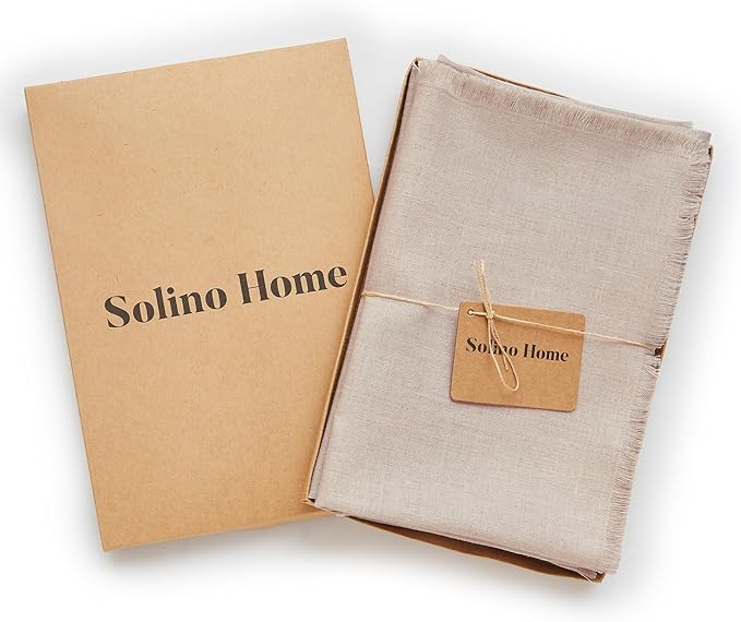Solino Home Natural Linen Napkins Set of 4-100% Pure Linen Cloth Washable Dinner Napkins 20 x 20 Inch for Fall, Autumn, Christmas, Holiday, New Year - Fringe