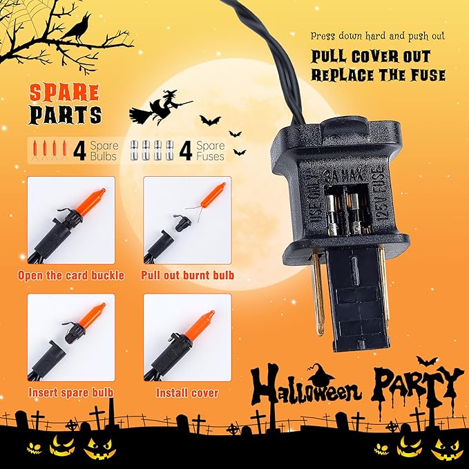 HEYFUNi Orange Halloween Lights,23ft 100-Count Incandescent Halloween Mini String Lights with Black Wire, Orange Christmas Lights Waterproof for Outdoor, Indoor, Patio, Home, Fall, Party Decor