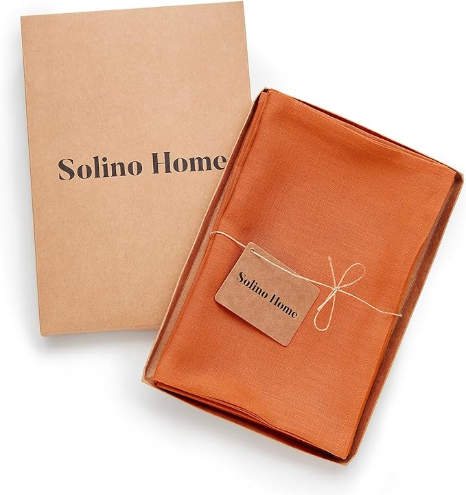 Solino Home Linen Napkins Set of 4-100% Pure Linen Persimmon Orange Dinner Napkins Cloth 20 x 20 Inch for Fall, Autumn, Christmas, New Year - Fete, Handcrafted and Machine Washable