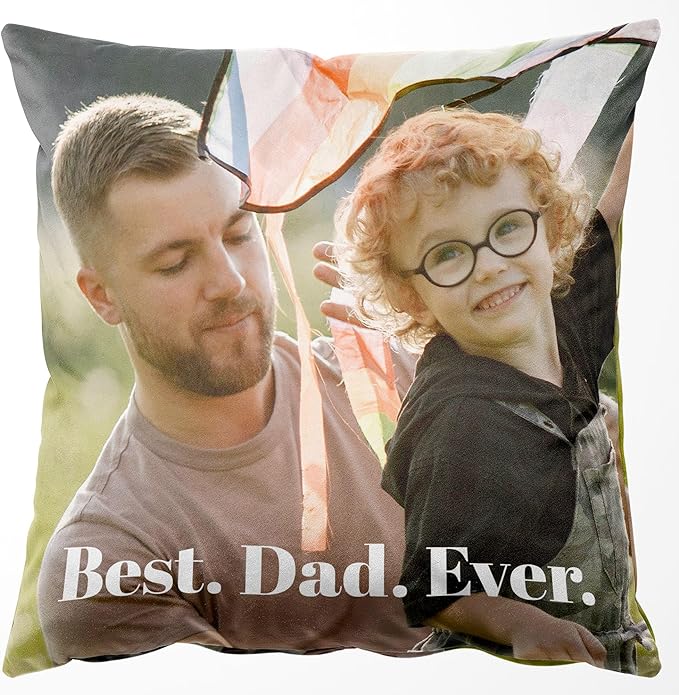 Easycosy Custom Velvet Pillowcase, 12"x12", Personalized Photo & Text, Two-Sides, Father's Day Gift (Optional Pillow Insert)