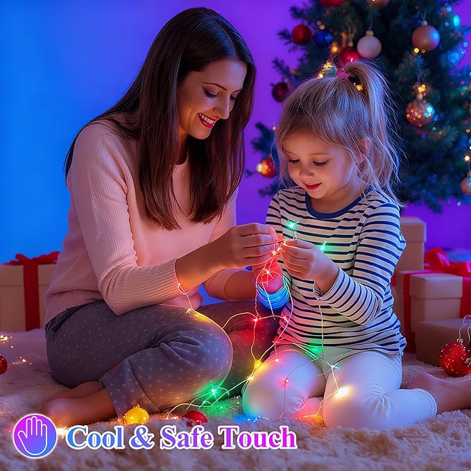 Lakumu 12 Pack Fairy Lights Battery Operated String Lights -7FT 20LED Fairy Lights Silver Wire Firefly Starry Moon Lights for DIY Christmas Decorations Party Wedding Centerpiece Table Decor Multicolor