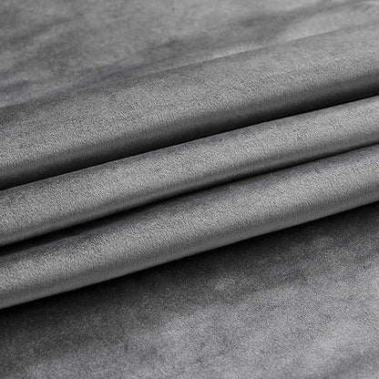 PRIMROSE Dark Grey Velvet Curtains 90 inch Long for Living Room,Set of 2 Panels Blackout Rod Pocket Back Tab Window Treatment Room Darkening Heavy Decorative Curtains Drapes for Bedroom