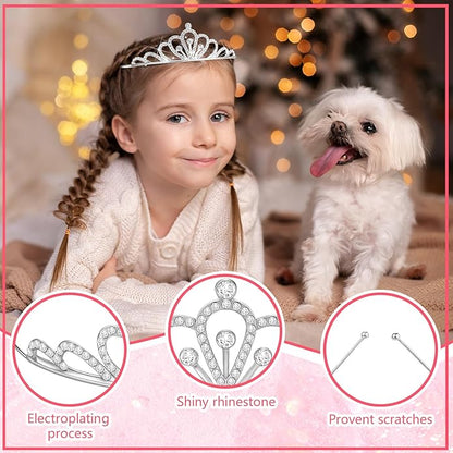 Tondiamo 30 Pcs Tiaras Bulk for Girls Princess Crown Rhinestone Tiaras Bendable Adjustable Headband for Kid Hair Accessory