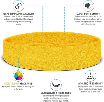 Suddora Workout Headband for Men and Women, Moisture-Wicking Athletic Sweatband, Lightweight Cotton Terry Cloth Bands for Basketball, Tennis, Football, Gym, Running, Cosplay & Costumes