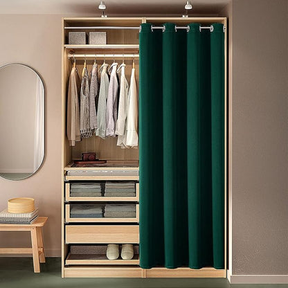 ChrisDowa Blackout Door Curtains for Doorway Privacy, Grommet Closet Curtain for Bedroom Closet Door, Thermal Insulated Doorway Cover Room Divider Drapes (1 Panel, Forest Green, 34 x 80 Inch)