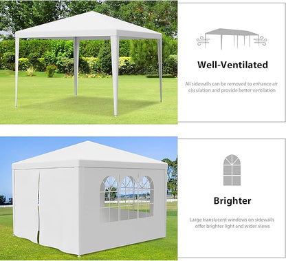 HomGarden 10'x10' Outdoor Canopy Tent Patio Camping Gazebo Storage Shelter Pavilion Cater Party Wedding BBQ Events Tent w/Removable Sidewalls