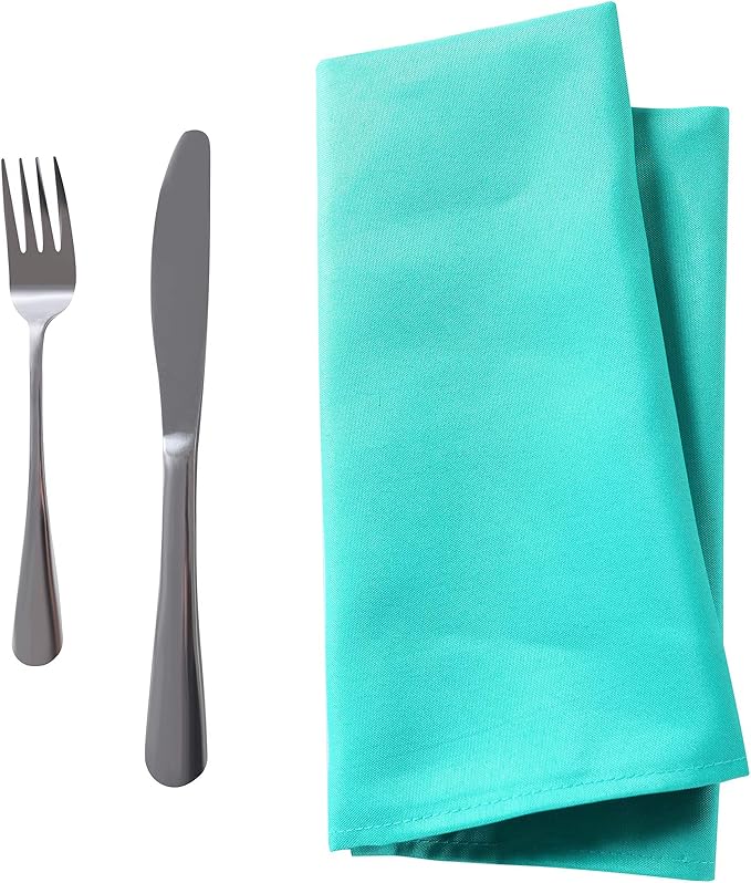 50pcs Polyester Cloth Napkins - 20 x 20 inch Turquoise Dinner Washable Napkins with Hemmed Edges for Restaurant/Wedding/Hotel(50,Turquoise)
