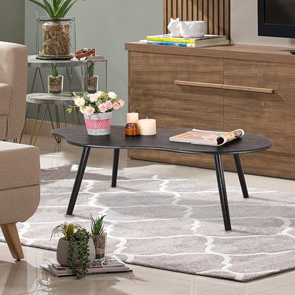 Small Coffee Table Black Cloud Coffee Table for Small Spaces Modern Center Table Unique Irregular Coffee Table with Wood Legs Living Room Mid-Century Sofa Table