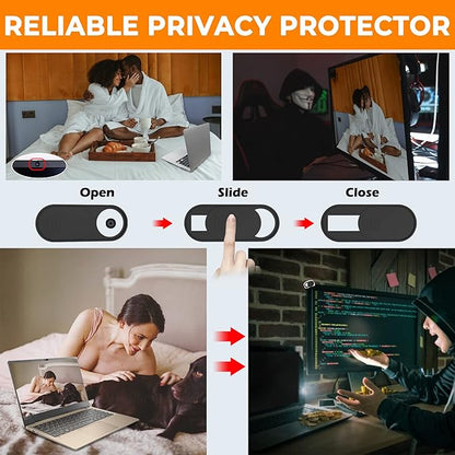 Laptop Camera Cover Slide Cute, Ultra Thin Webcam Cover for iPhone iPad MacBook Pro Computer iMac Cell Phone PC Accessories, Camera Blocker Slider, Great for Privacy (6*Big Black)
