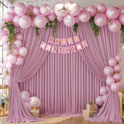 4 Panels Dusty Pink Backdrop Curtain for Parties Wedding Wrinkle Free Pink Photo Curtains Backdrop Drapes Fabric Decoration for Birthday Party Baby Shower 20ft(W) x 10ft(H)