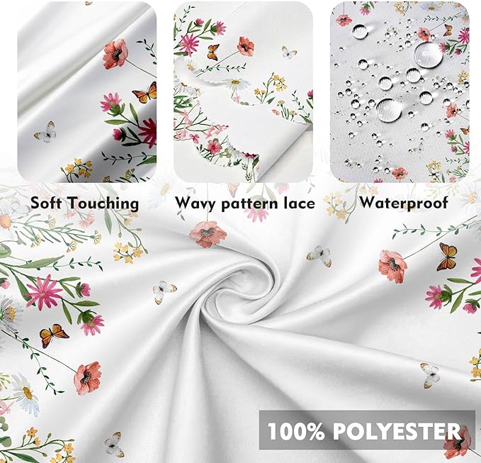 Eikione Rectangle Tablecloth Wrinkle Free Table Cover Floral Tablecloth 70 Inch Tablecloth for Dinner