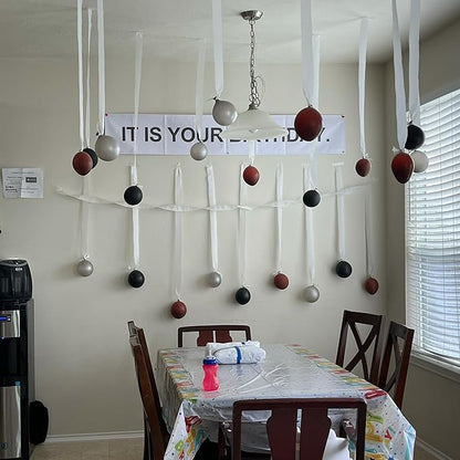 50 PCS It Is Your Birthday Banner Set, The Office Merchandise Vinyl Banner with Metal Hanging Grommets, Balloons, Paper Streamer and Tape for Birthday Party Supplies, Party Decorations