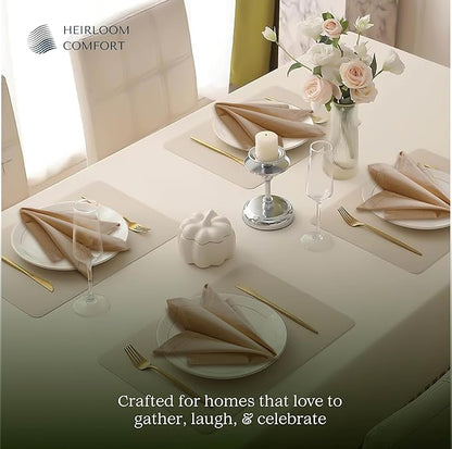 Beige Cloth Napkins 18"x18" - Set of 12 - Soft, Durable, Absorbent, Reusable, Washable - Hemstitch Mitered Edges - Perfect for Everyday Dining, Fall, Weddings, Baby Showers, Dinner