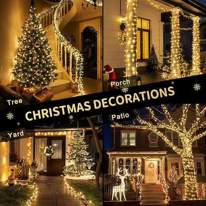 JMEXSUSS Outdoor Christmas Lights Plug in: 315ft 1200 LED Christmas Tree Lights with Remote - 8 Modes Warm White Xmas String Light for Wedding Holiday Yard Party Indoor Decoration