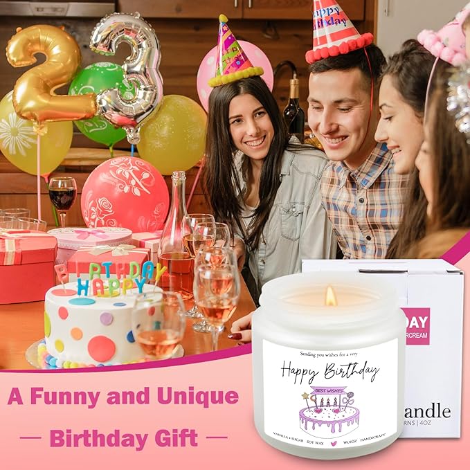 Happy Birthday Candle Gifts for Women,Funny Candle Decor Ideas Unique Birthday Gift for Best Friend Girlfriend Sister 4OZ