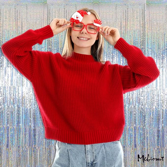 4 Pack Silver Fringe Curtain Backdrop, 3.2Ft x 8.2Ft Sparkle Metallic Tinsel Foil Fringe Streamers Background for Photo Booth Birthday Wedding Baby Shower Party Thanksgiving Christmas Decorations