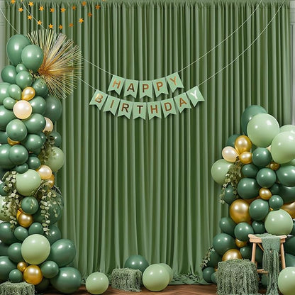 4 Panels Valley Green Backdrop Curtain for Parties Wrinkle Free Dark Green Photo Curtains Backdrop Drapes Fabric Decoration for Baby Shower Birthday Party Photography 20ft(W) x 10ft(H)