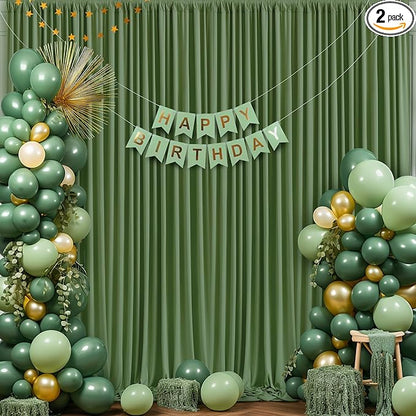 10x10 Valley Green Backdrop Curtain for Parties Wrinkle Free Dark Green Photo Curtains Backdrop Drapes Fabric Decoration for Baby Shower Birthday Party Photography 5ft x 10ft,2 Panels