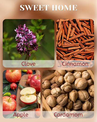 M&SENSE Cinnamon Apple Holiday Candles for Home Scented, 18oz 100 Hours Large Christmas Candle Soy Wax Cracking Wooden Wick, Aromatherapy Gifts for Housewarming Bedroom, Warm Cozy Winter Decor