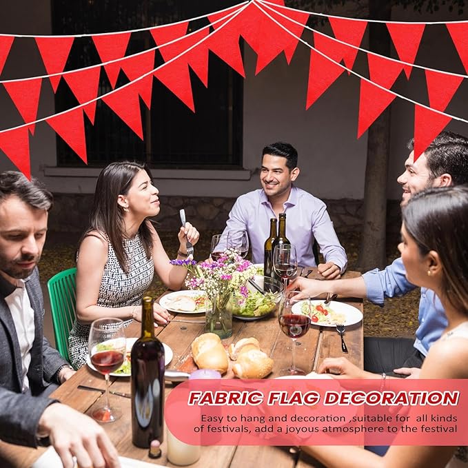 100 Feet Pennant Banners Flags 75 Solid String Triangle Flags for Grand Opening, Carnival Theme Birthday Party Decoration Outdoor Events Classroom Decoration (Red)