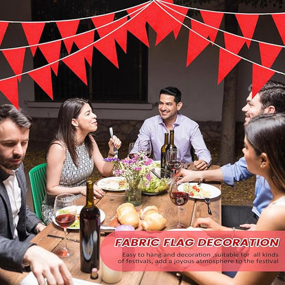 100 Feet Pennant Banners Flags 75 Solid String Triangle Flags for Grand Opening, Carnival Theme Birthday Party Decoration Outdoor Events Classroom Decoration (Red)