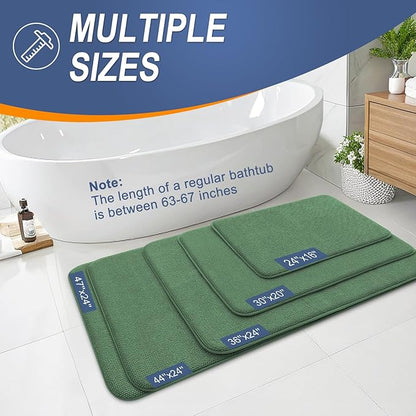 OLANLY Thick Memory Foam Bath Mat Rug 47x20, Extra Soft Absorbent Bathroom Rug, Quick Dry Bath Mats, Non-Slip, Machine Washable Carpet for Bathroom, Tub and Shower, Home Decor Accessories, Olive Green