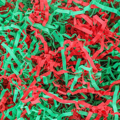Caleihd 1/2 LB Crinkle Cut Paper Shredded Filler Paper for Gift Baskets Gift Box Confetti Paper Shreds Decoration Stuffing for Birthday, Weddings, Anniversaries, Christmas Wrapping Red&Green