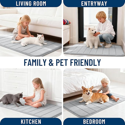 OLANLY Memory Foam Bath Mat 30x20, Super Soft Absorbent Bathroom Rugs, Quick Dry, Machine Washable Shower Floor Rugs, Bathmat Carpet, Bathroom Home Decor Accessories, Light Gray
