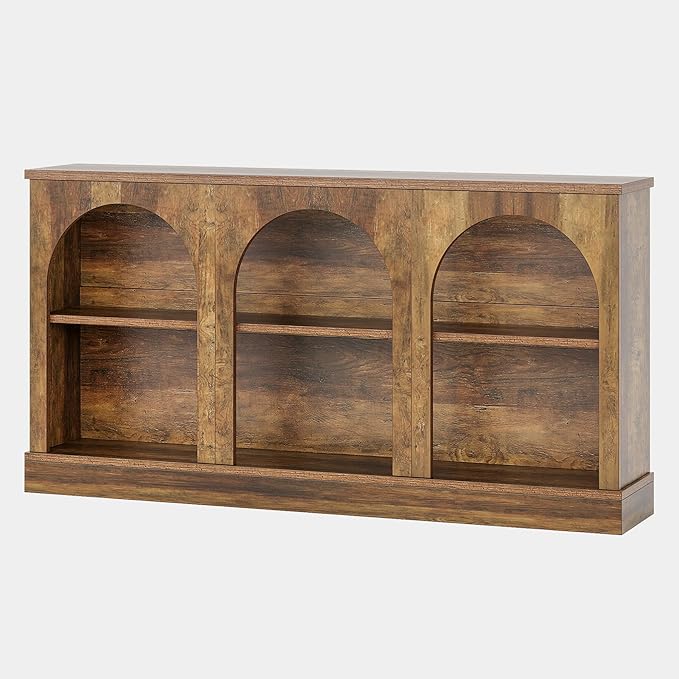 Tribesigns Farmhouse Console Table, 63-Inch Long Entryway Table with 3 Tier Storage, Wooden Rectangular Sofa Table Behind The Couch for Entrance, Hallway, Living Room, Brown | Entryway Table, 3 Tier Storage, Rectangular, Sofa Table, Behind The Couch, E...