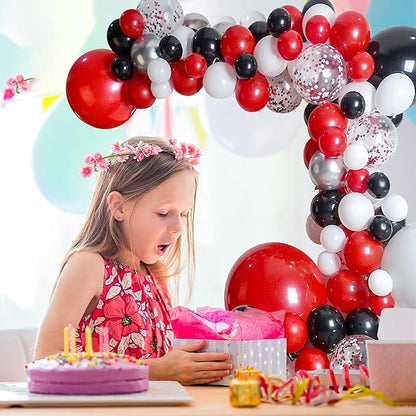 120Pcs Red Black White Silver Balloon Garland Kit for Wedding Bridal Shower Birthday Party Baby Shower Decoration…