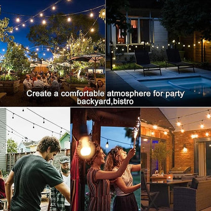 Lightdot 150FT Outdoor String Lights, LED Bistro String Lights with Shatterproof ST38 Bulbs, 2700K Dimmable, Waterproof Hanging Lights for Porch, Party, Garden, Backyard, Balcony - ETL Listed