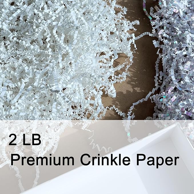2LB White Crinkle Paper Filler for Gift Baskets Crepe Papers Easter Basket Grass