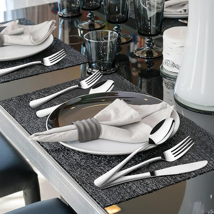Silverware Set for 6, 30 Piece Heavy Duty Stainless Steel Flatware Utensils Cutlery Set Including Steak Knife Fork and Spoon, Dishwasher Safe, Gift Package for Wedding Housewarming