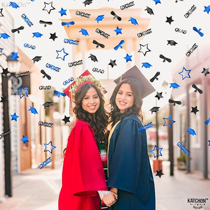 KatchOn, Shiny Blue and Black Congrats Grad Confetti 2025 - Pack of 1300 | Graduation Confetti Class of 2025 | Graduation Decorations 2025 | Class of 2025 Decorations