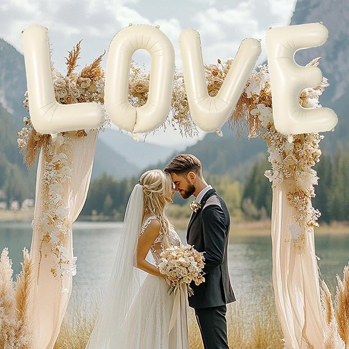 40 Inch Letter Balloons Q, Big Custom A-Z Alphabet Foil Name Balloon Cream White, Self Inflating Beige Customize Helium Balloon Letters Q for Women Girls Birthday Bride Baby Shower Party Decorations