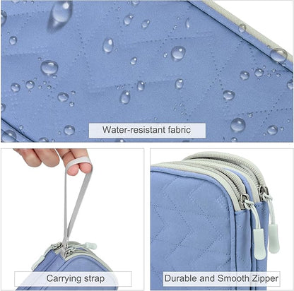 FYY Travel Cable Organizer Pouch Electronic Accessories Carry Case Portable Waterproof Double Layers All-in-One Storage Bag for Cord, Charger, Phone, Pattern Blue