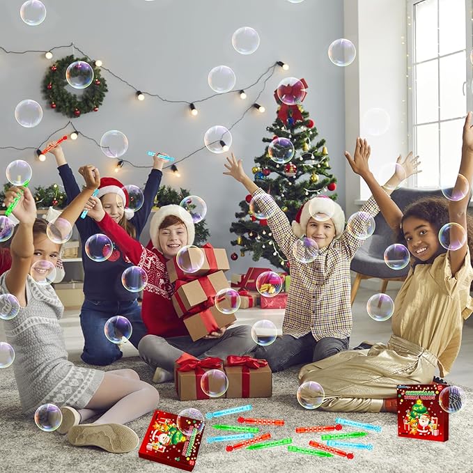 Christmas Goodie Bag Stocking Stuffers Fillers for Kids 32 Pack, Mini Bubbles Classroom Toys Gifts Party Favors Supplies for Toddlers, Xmas Small Holiday Class Treat Prize Stuff Activities for Student