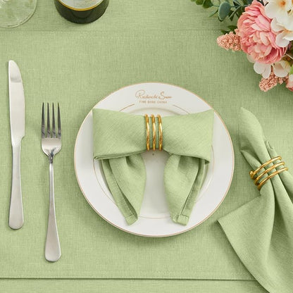 Cloth Napkin Set of 8 Square Washable Reusable Linen Fabric Polyester for Kitchen Dinner Dining Restaurants Wedding Party Banquet Table(Mint Green/17x17 Inch)