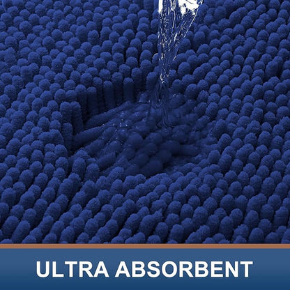 Smiry Luxury Chenille Bathroom Rugs 30x20, Extra Soft and Absorbent Shaggy Bath Mat, Machine Washable, Non-Slip Plush Carpet Runner for Tub, Shower, and Floor, Home Decor Accessories, Royal Blue
