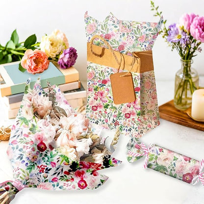 50 Sheets Floral Tissue Paper Wildflower Party Gift Wrapping Paper Flowers Packaging Patterned Tissue Papers for Flower Bridal Shower Wedding Birthday Party Decor