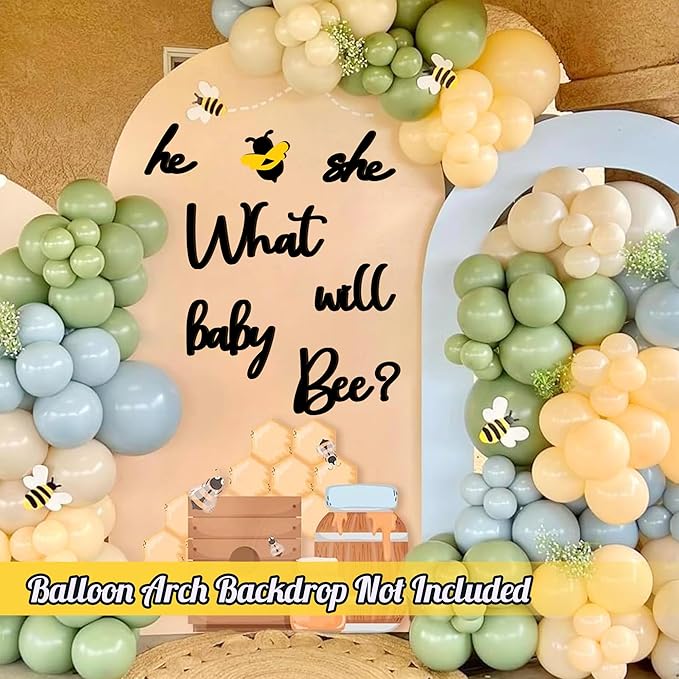 Wooden Baby Bee Gender Reveal Party Decorations Decal He or She What Will Baby Bee Babys Shower Signs for Backdrop Stickers Bumble Bees Theme Boy or Girl Letters for Balloon Arch Banner Supplies