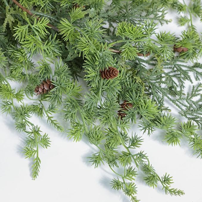 MIZII Christmas Garlands 6 Feet Artificial Pine Garland with Pinecone Hanging Plant Pines Vine Greenery Garland Christmas Decorations for Xmas Fireplace Mantle Home Decor Indoor Outdoor (Hanging Pine)