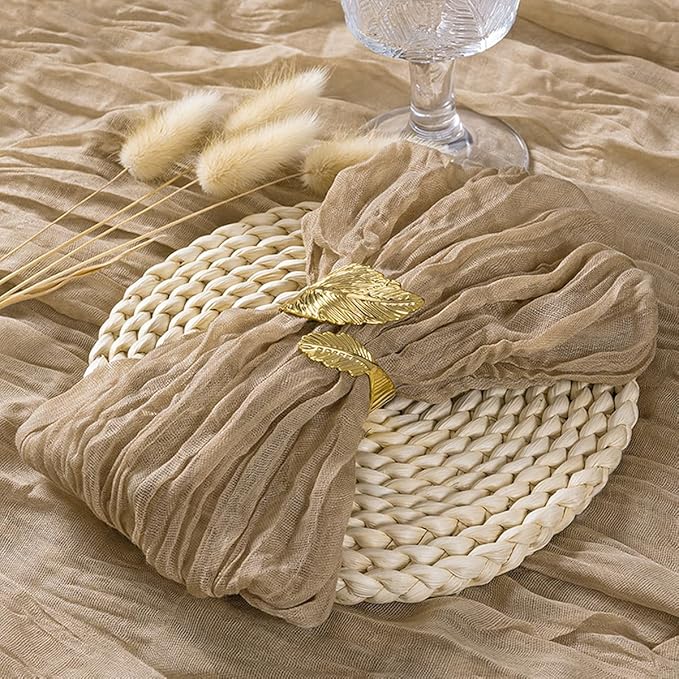 Socomi Nude Coffee Cheesecloth Napkins Fall Thanksgiving Cheese Cloths Gauze Set of 24 Boho Washable Dinner Table Napkins for Wedding Party Baby Shower Birthday Party Decor