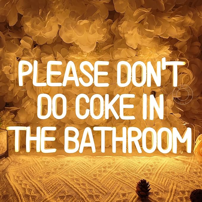 SYLHOME Please Don't Do Coke in the Bathroom Game Room Bedroom Bar Store Wall Decor Sign Birthday Christmas Party Backdrop Gifts USB 16.9"X9.2" Warm