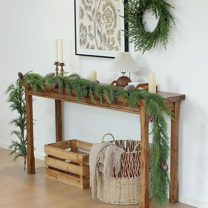 MIZII Christmas Garlands 6 Feet Artificial Pine Garland with Pinecone Real Touch Pines Vine Greenery Garland Christmas Decorations for Xmas Fireplace Mantle Home Decor Indoor Outdoor (Pine Garland)