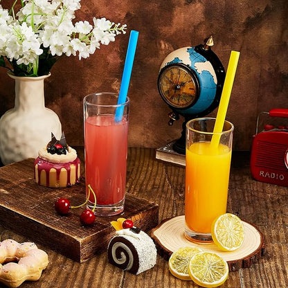 Tessco for you 600 Pcs 9.84 Inch Jumbo Smoothie Straws Bulk Large Plastic Disposable Bubble Tea Straws Wide-Mouthed Individually Wrapped for Tall Homemade Milkshakes Drinking (Bright Color)