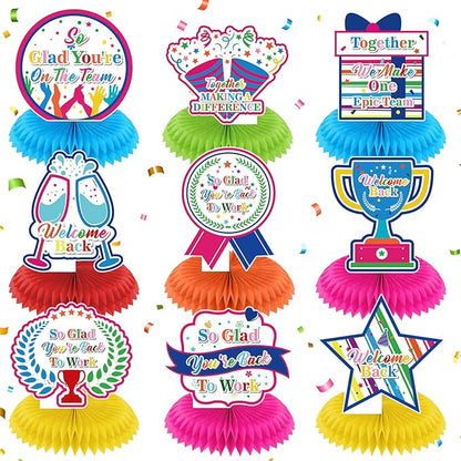 9pcs Colorful Welcome Back to Work Decorations Office Welcome Back to Work Centerpieces for Table So Glad You're on The Team Office Party Decorations Supplies for Employee Anniversary