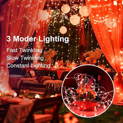 Fairy Lights,Silver Wire String Lights Waterproof,Battery Operated 7FT 20LED Firefly Starry Moon Lights for DIY Christmas Wedding Party Bedroom Decor (Orange, 12 Pack)