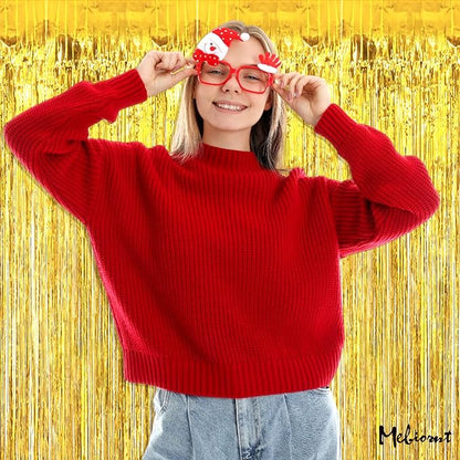 4 Pack 2024 New Year Fringe Curtain Backdrop, 3.2Ft x 8.2Ft Metallic Tinsel Foil Fringe Streamers Background for Photo Booth Birthday Wedding Baby Shower Carnival Easter Party Decorations Gold