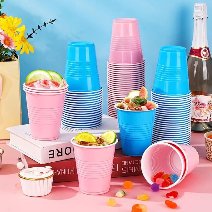 KesaPlan 100 PCS 12 OZ Gender Reveal Plastic Cups, Pink and Blue Cups for Party, Disposable Drinking Cup Bulk for Baby Shower Party Team Birthday Wedding Bachelorette Easter Holiday Supplies